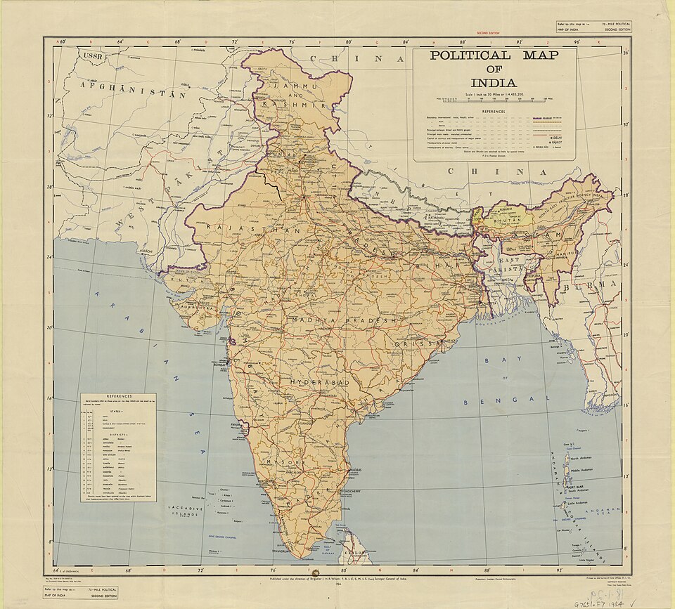1954 Political Map of India by Survey of India.jpg